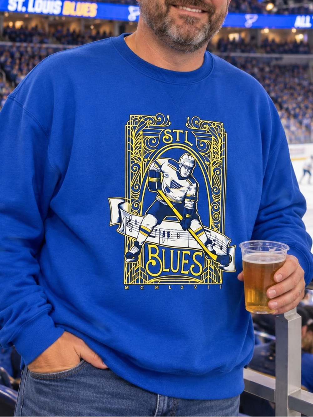 St. Louis Blues Tultex XXL Hockey Graphic Crewneck Sweatshirt Blue